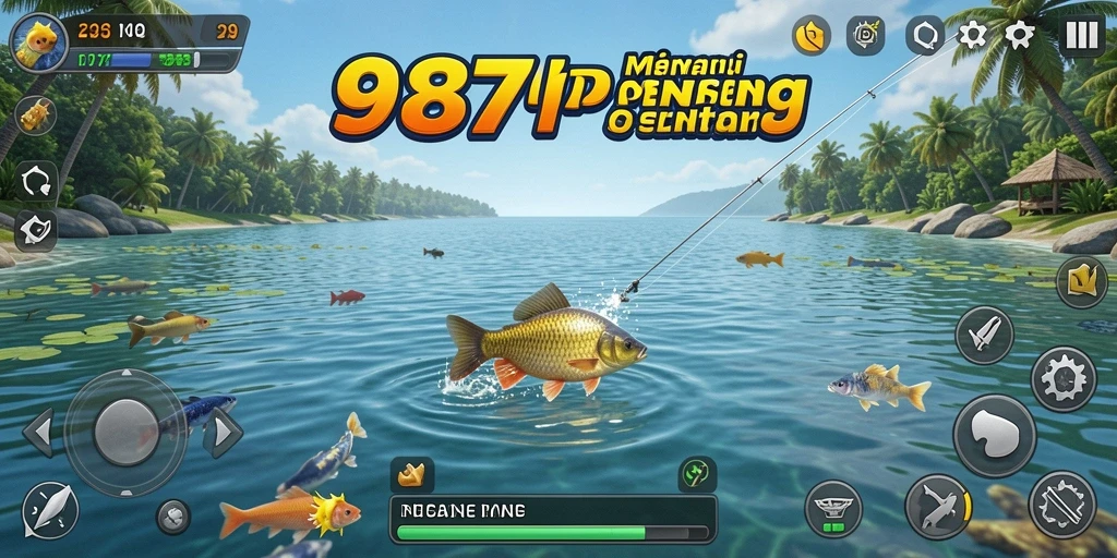 Tampilan gameplay seru di 987UP dengan pengalaman memancing yang mendebarkan.