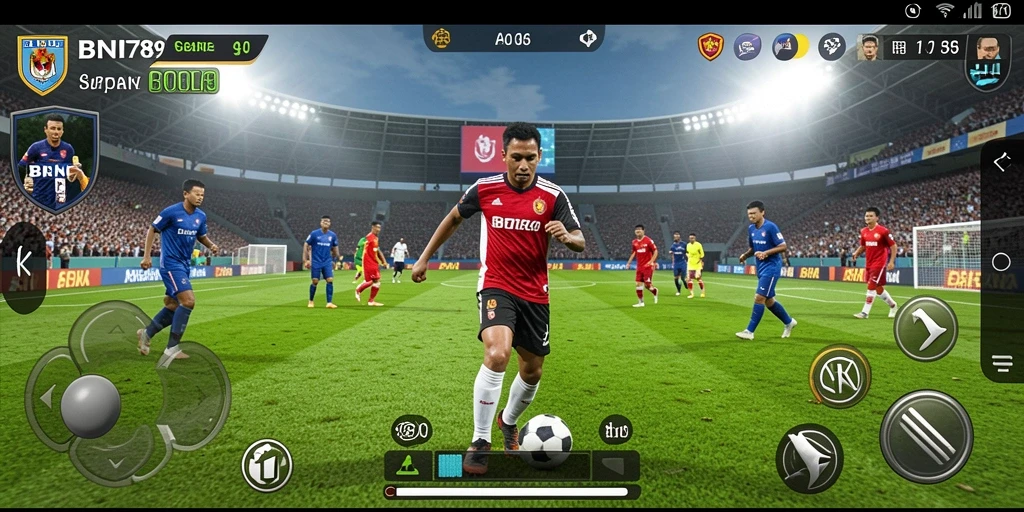 Screenshot BNI789 menunjukkan aksi cepat selama pertandingan sepak bola.